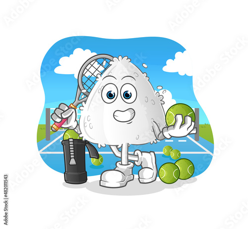 onigiri plays tennis illustration. character vector