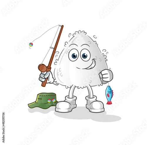 onigiri fisherman illustration. character vector