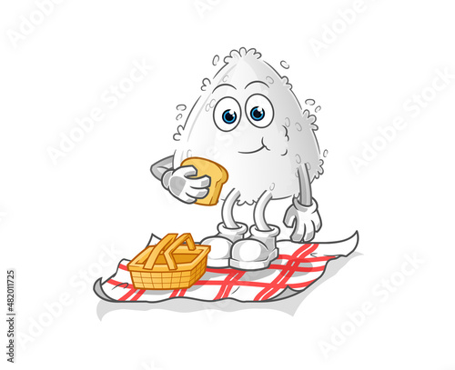 onigiri on a picnic cartoon. cartoon mascot vector