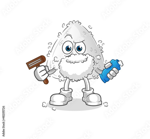 onigiri shave facial hair vector. cartoon character