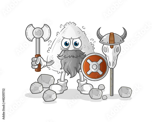 onigiri viking with an ax illustration. character vector