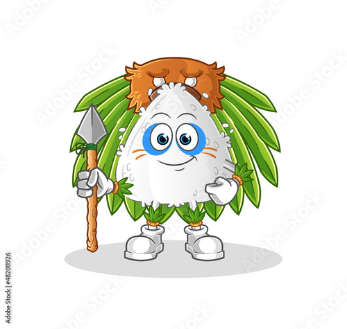 onigiri tribal man mascot. cartoon vector