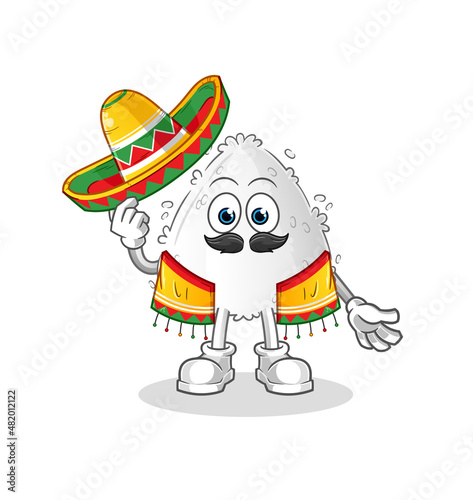 onigiri Mexican culture and flag. cartoon mascot vector