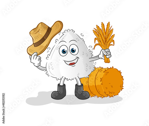 onigiri farmer mascot. cartoon vector