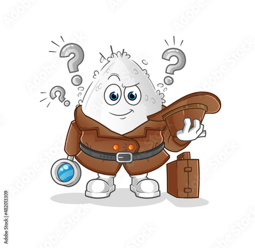 onigiri detective vector. cartoon character