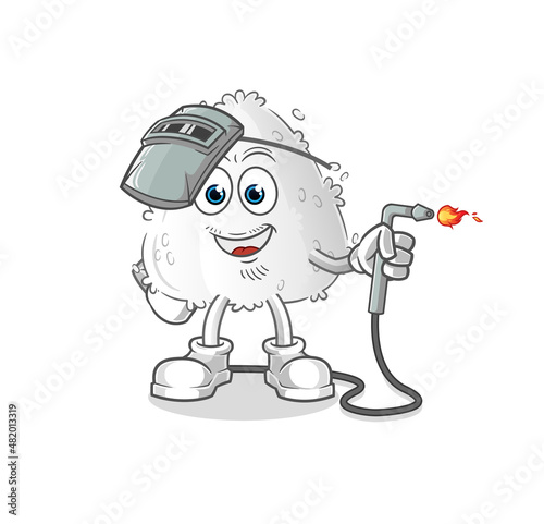 onigiri welder mascot. cartoon vector