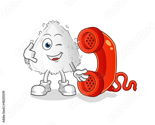onigiri call mascot. cartoon vector