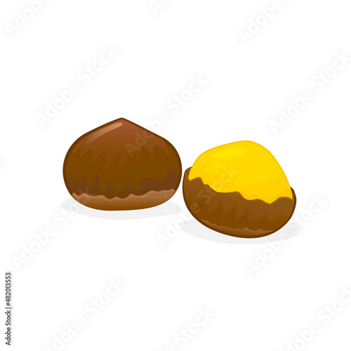 Vector illustration of roasted chestnuts isolated on white background.