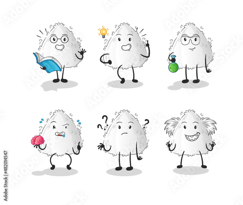 onigiri thinking group character. cartoon mascot vector