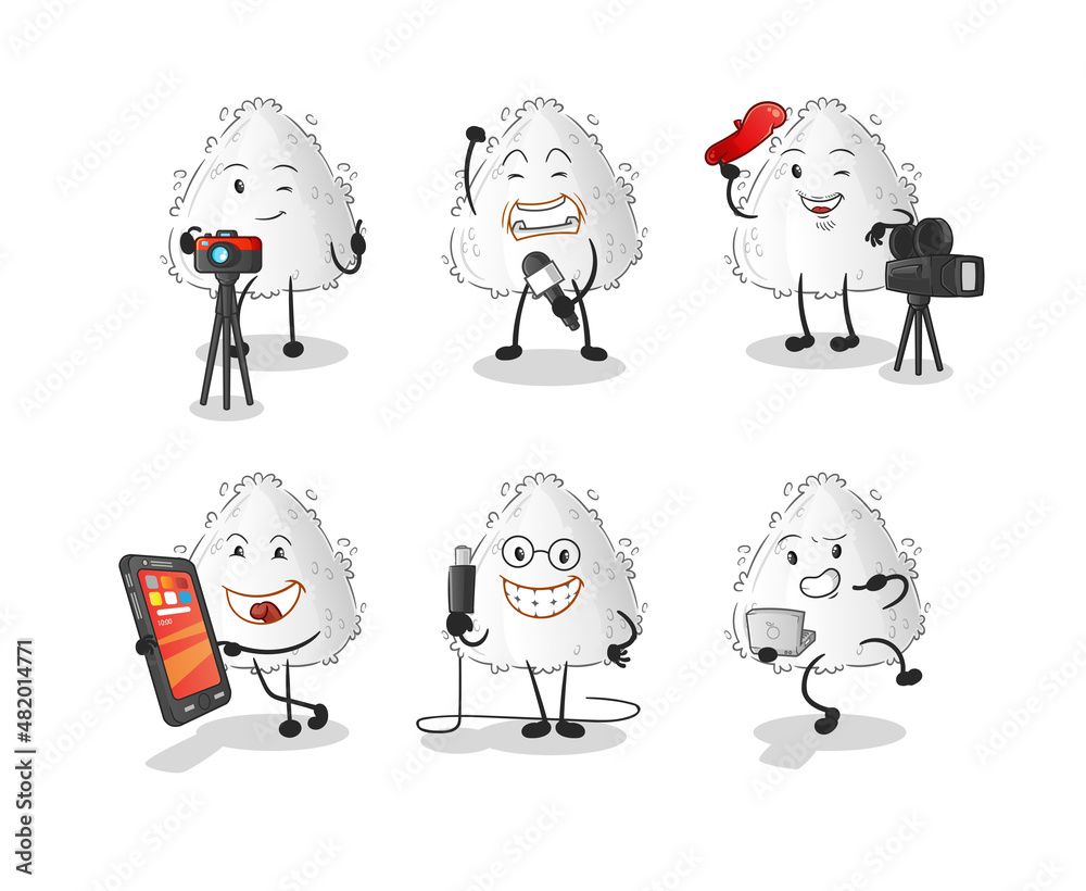 onigiri technology group character. cartoon mascot vector onigiri technology group character. cartoon mascot vector