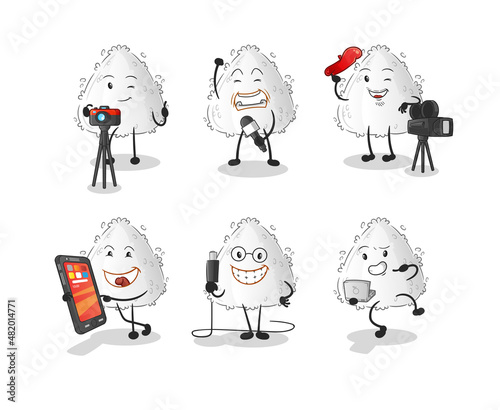 onigiri technology group character. cartoon mascot vector
