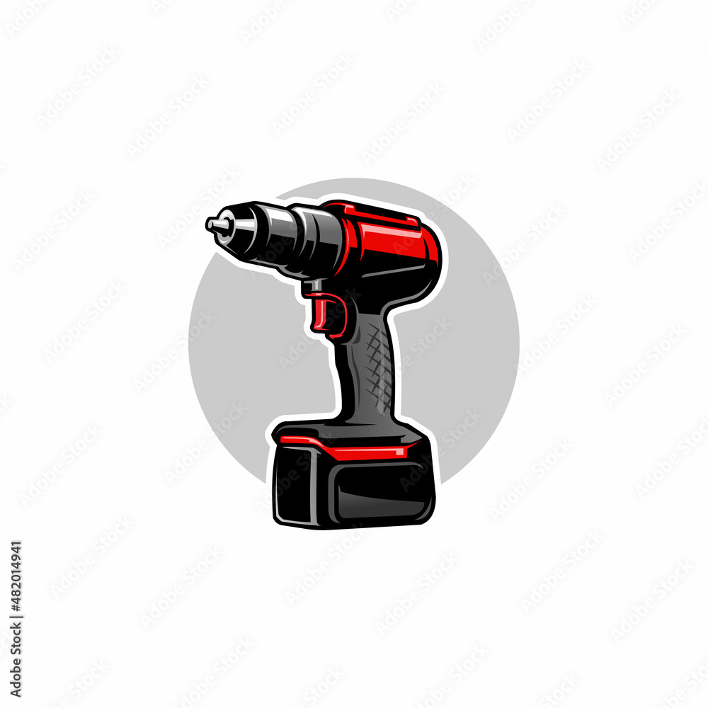 Power drill tool electric equipment vector isolated Power drill tool electric equipment vector isolated