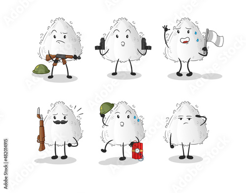 onigiri troops character. cartoon mascot vector