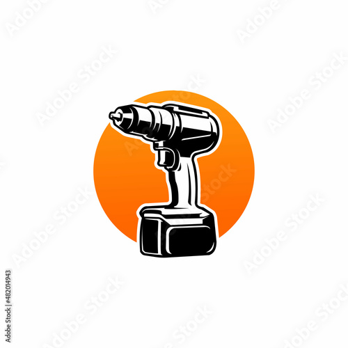 Power drill tool electric equipment vector isolated