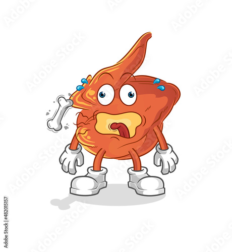 chicken wing burp mascot. cartoon vector