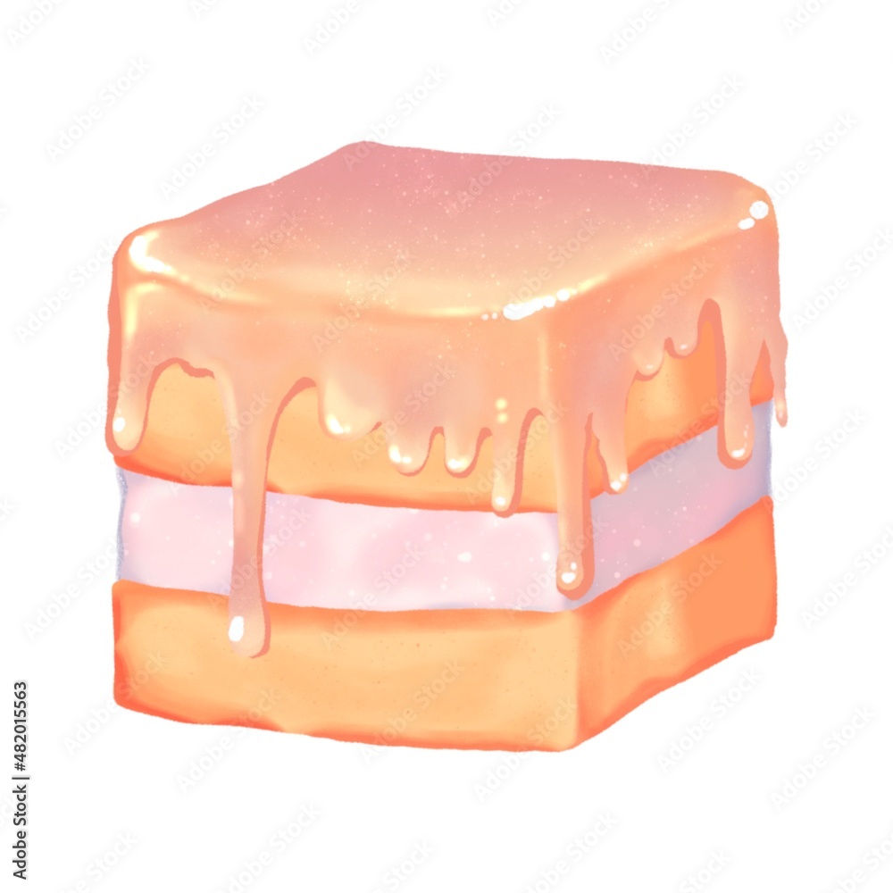 Strawberry cream cake hand drawn Strawberry cream cake hand drawn