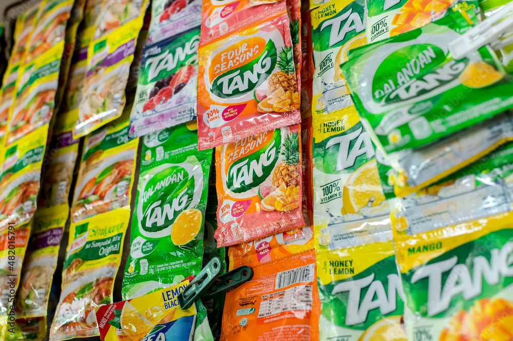 Manila, Philippines Jan 2022 Tang powdered juice and Knorr mix
