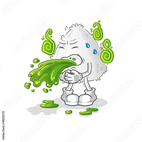 onigiri throw up cartoon. cartoon mascot vector