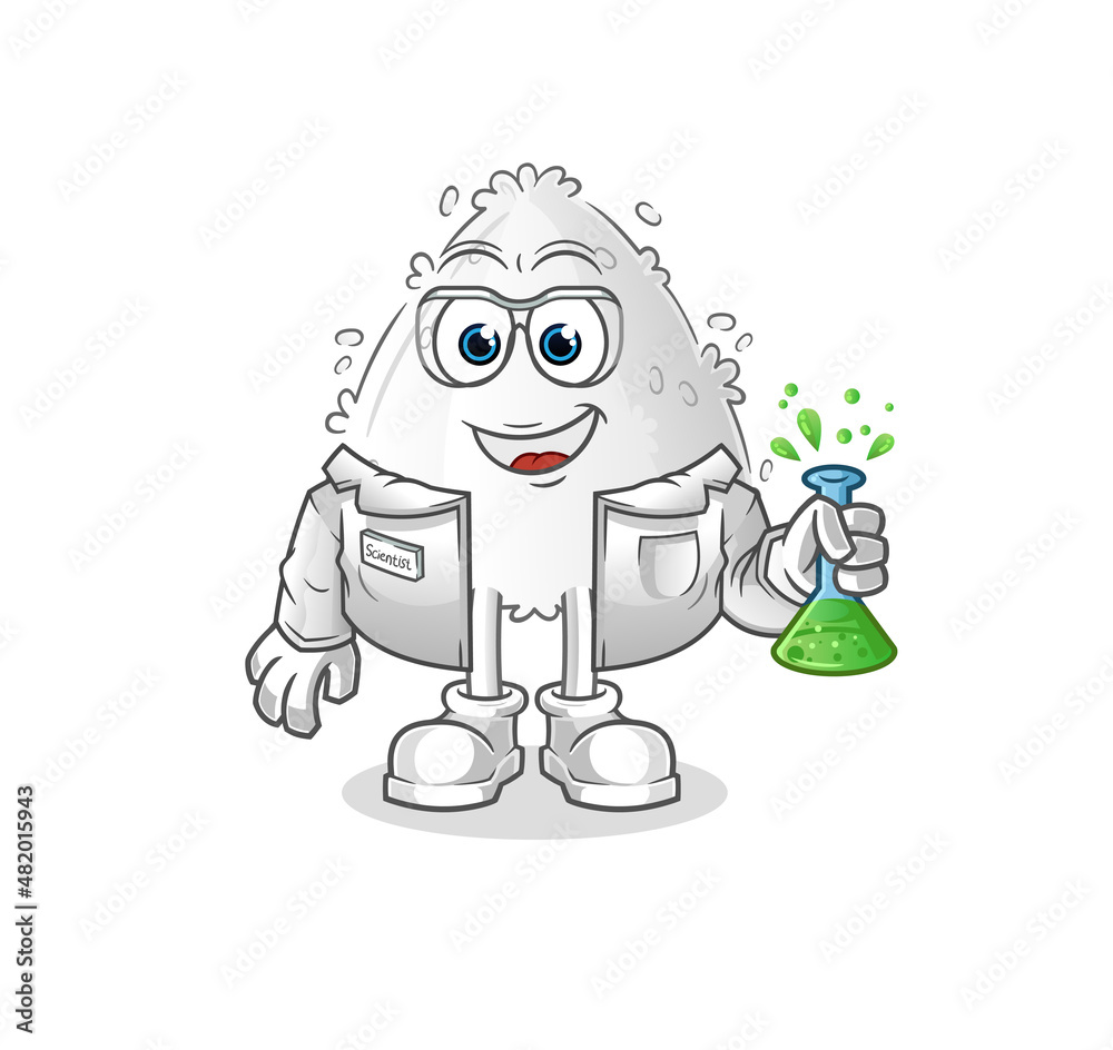onigiri scientist character. cartoon mascot vector