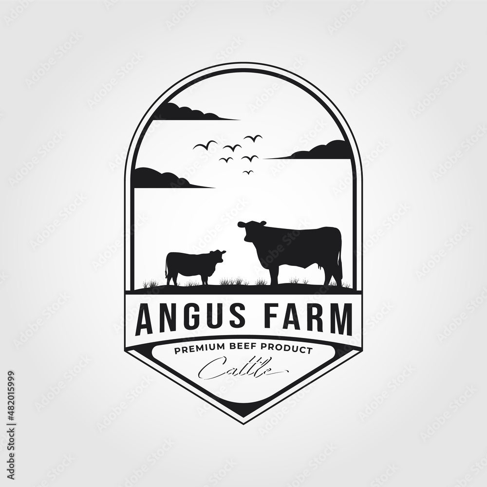 angus farm logo inspiration. Flat design. Vector illustration concept ...