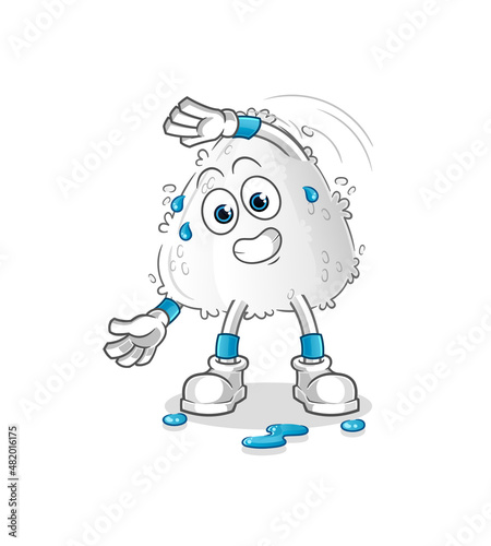 onigiri stretching character. cartoon mascot vector
