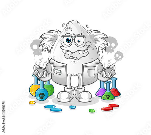 onigiri mad scientist illustration. character vector