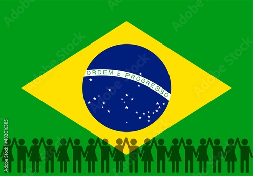 National flag of Brazil. The concept of protest, demonstration, revolution, political crisis, unification, rallying.