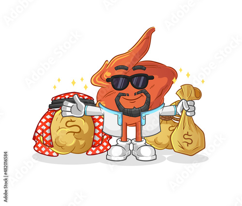chicken wing rich arabian mascot. cartoon vector