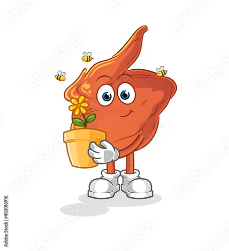 chicken wing with a flower pot. character vector