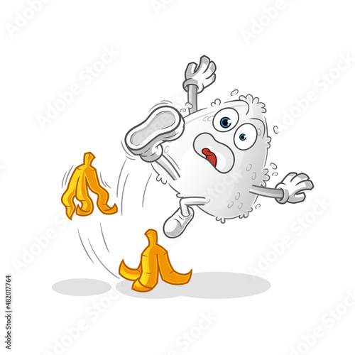 onigiri slipped on banana. cartoon mascot vector