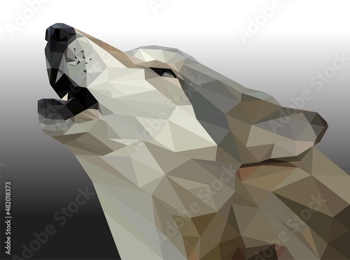 Polygonal drawing of a wolf consisting of geometric shapes