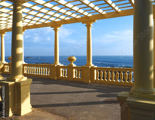 Romantic promenade pergola da Foz at the beach of Porto in Portugal photo