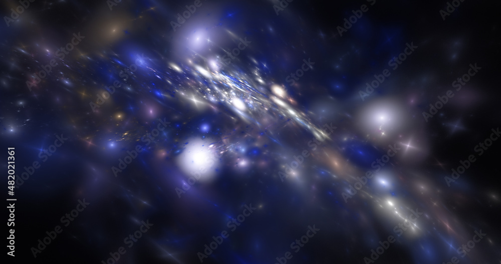 Abstract blured sparkles. Fantasy holiday background. Digital fractal art. 3d rendering.