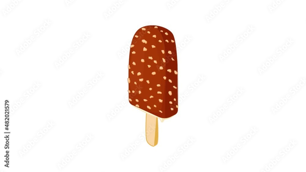 Chocolate ice cream on a stick icon animation best cartoon object on white background Chocolate ice cream on a stick icon animation best cartoon object on white background