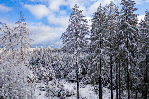 Blick auf den verschneiten Odenwald