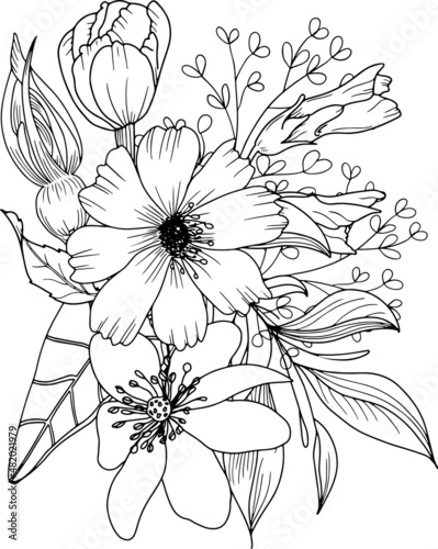 abstract  adult  anti stress  art  artistic  background  beautiful  beauty  black and white  blossom  botanical  botany  bouquet  bright  coloring book adult  coloring flower  coloring for kids  color