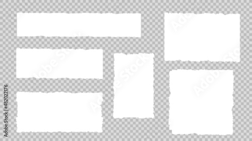 Set of paper torn. Pieces of blank paper texture, vector