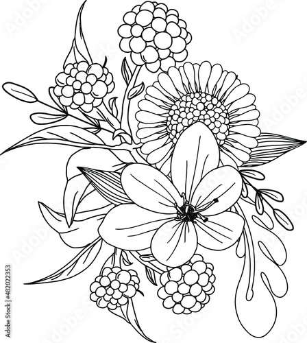 abstract, adult, anti stress, art, artistic, background, beautiful, beauty, black and white, blossom, botanical, botany, bouquet, bright, coloring book adult, coloring flower, coloring for kids, color