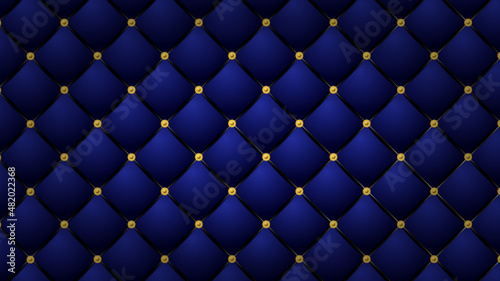 Vector upholstery or quilted blue leather background