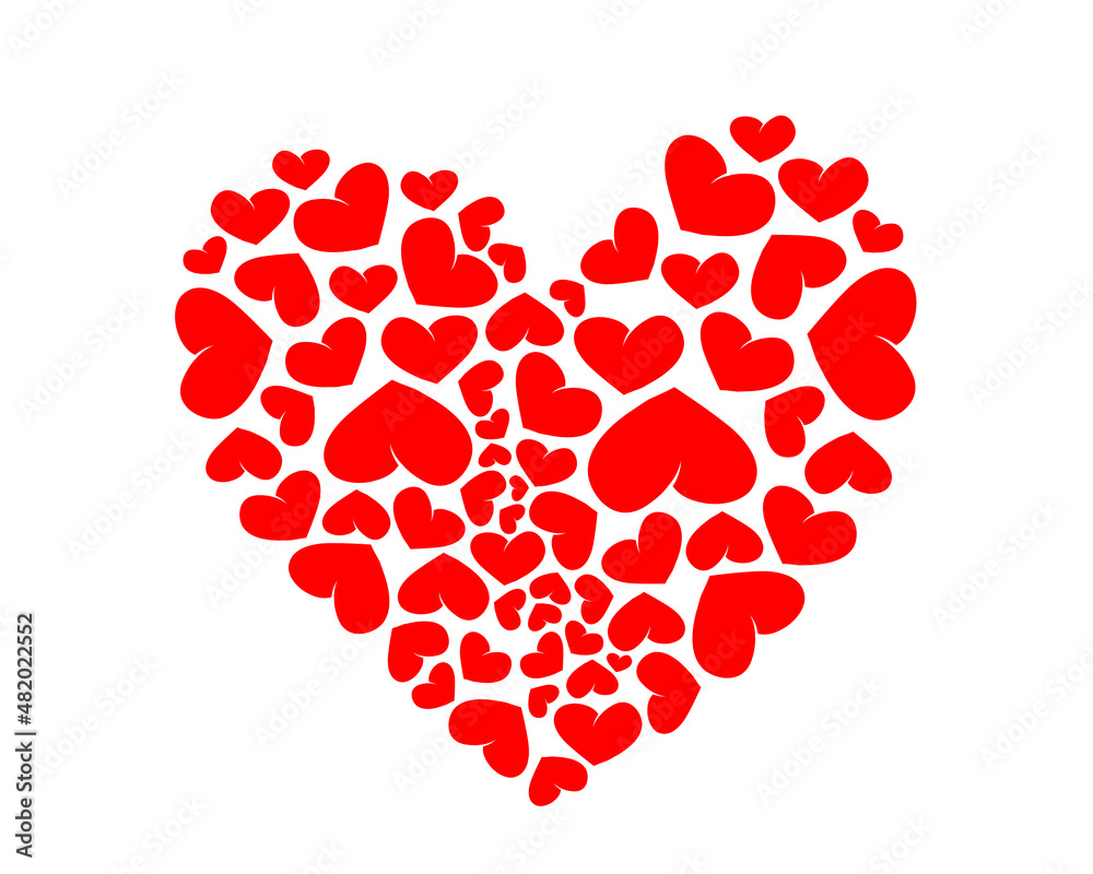 Big heart with small red hearts. Valentine's Day. Romance. vector illustration. Big heart with small red hearts. Valentine's Day. Romance. vector illustration.