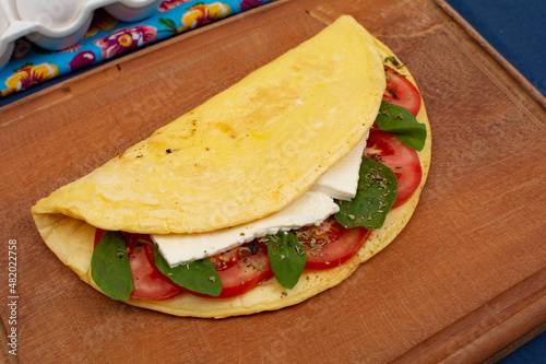 Crepioca - a Brazilian cassava pancake (tapioca). Healthy food made from cassava flour and eggs photo