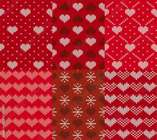 knitted love pattern set with heard