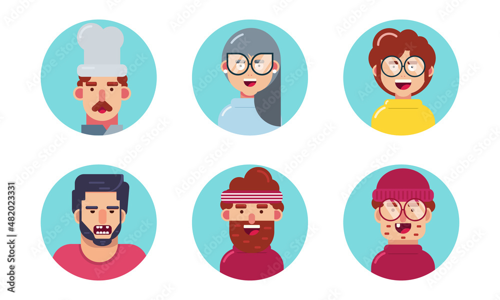 Editable Flat Geometric Avatar Icon Vector Illustration Set For Profile Picture Used In Website Profile and Landing Page.