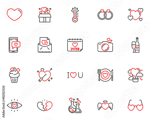 set of valenitne icons, heart, wedding, romance, love photo