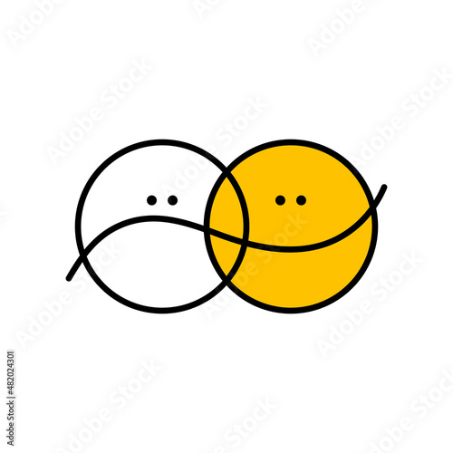 Happy and unhappy person logo. Therapy yellow icon