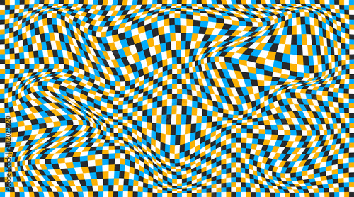 Checkered background with distorted squares