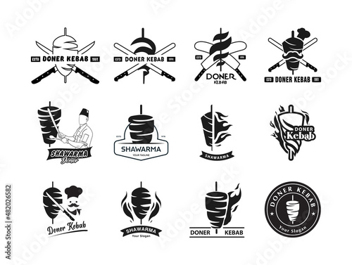 Doner kebab logo for restaurants and markets. Doner kebab logo template. EPS10 vector illustration.