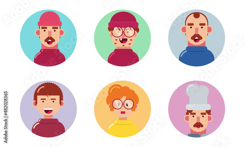 Editable Modern Flat Geometric Avatar Icon Vector Illustration Set For Profile Picture Used In Website Profile and Landing Page. Geometric Art