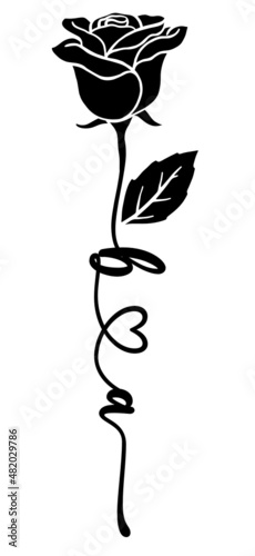 ba, ab, letters  heart with rose Monogram, Valentine love icon