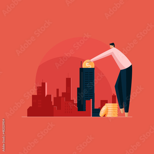 Person Investing money on Real Estate property, Investment Opportunity with Clear Vision